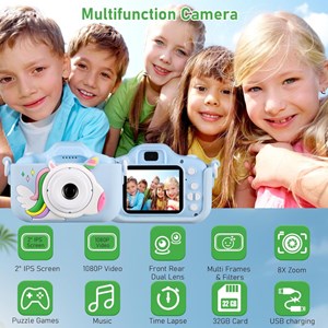 دوربین عکاسی و فیلمبرداری دیجیتال کودک طرح یونیکورن آبی_اسباب بازی