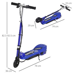 اسکوتر برقی تاشو 120 واتی با ارتفاع قابل تنظیم رنگ آبی مدل HOMCOM E Scooter_اسباب بازی