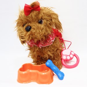 عروسک رباتیک هاپو پشمالو قهوه ای موزیکال با دسته ی کنترلی Puppy Pets Interactive Dog_اسباب بازی