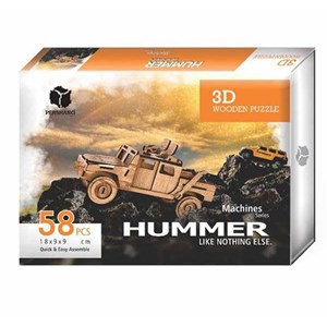 پازل سه بعدی چوبی 58 تکه مدل ماشین هامر پرشنگ Pershang Wooden Hummer 3D Puzzle_اسباب بازی