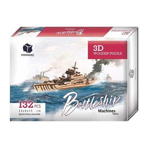 پازل سه بعدی چوبی 132 تکه مدل کشتی جنگی Pershang Wooden Battleship 3D Puzzle_اسباب بازی 