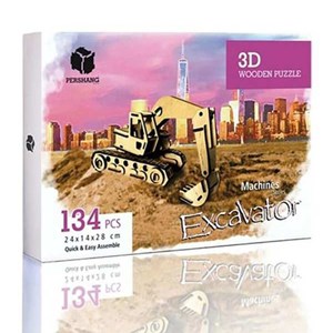پازل سه بعدی چوبی 134 تکه Pershang Wooden Excavator 3D Puzzle_اسباب بازی 