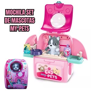 کوله پشتی ست نگهداری سگ خانگی رنگ صورتی_اسباب بازی