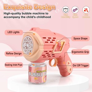 تفنگ اسباب بازی حباب ساز چراغ دار رنگ صورتی مدل Geometric Bubble Gun_اسباب بازی