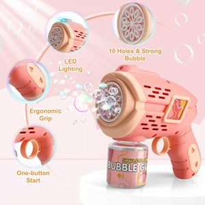 تفنگ اسباب بازی حباب ساز چراغ دار رنگ صورتی مدل Geometric Bubble Gun_اسباب بازی