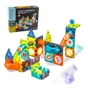 اسباب بازی ساختنی تایل مگنتی 75 قطعه چراغدار مدل Light Magnetic Blocks_اسباب بازی