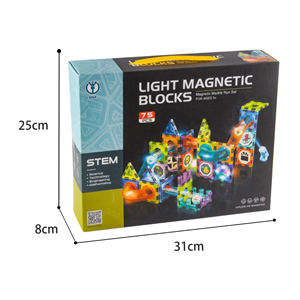 اسباب بازی ساختنی تایل مگنتی 75 قطعه چراغدار مدل Light Magnetic Blocks_اسباب بازی
