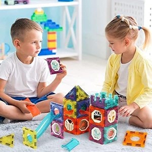 اسباب بازی ساختنی تایل مگنتی 75 قطعه چراغدار مدل Light Magnetic Blocks_اسباب بازی