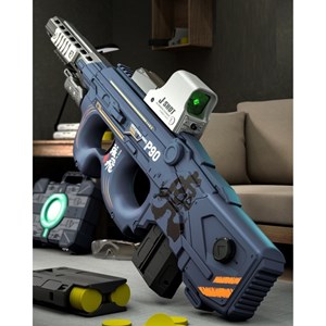 تفنگ اسباب بازی شارژی دو حالته همرا با تیرهای سکه ای فومی مدل P90_اسباب بازی