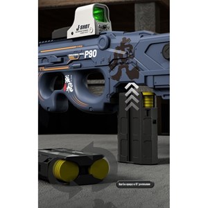 تفنگ اسباب بازی شارژی دو حالته همرا با تیرهای سکه ای فومی مدل P90_اسباب بازی