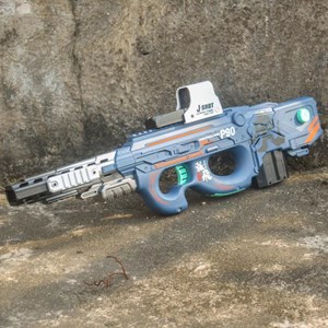 تفنگ اسباب بازی شارژی دو حالته همرا با تیرهای سکه ای فومی مدل P90_اسباب بازی