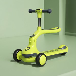 اسکوتر فلزی 3 کاره صندلی دار تاشو با چرخ های چراغدار و موزیکال_اسباب بازی