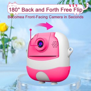 دوربین عکاسی و فیلمبرداری دیجیتال کودک با چاپ فوری حرارتی و رم 32 گیگ صورتی_اسباب بازی