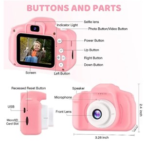 دوربین عکاسی و فیلمبرداری دیجیتال کودک 1080P رنگ صورتی_اسباب بازی