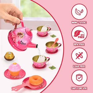 اسباب بازی ست چای خوری و شیرینی خوری فلزی عصرانه 52 تکه طرح پرنسس_اسباب بازی