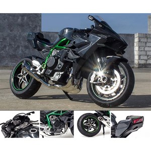 موتور شارژی کاوازاکی نینجا H2R دودزا همراه با پایه مقیاس 1:6 مدل Kawasaki H2R Alloy Racing Motorcycle_اسباب بازی