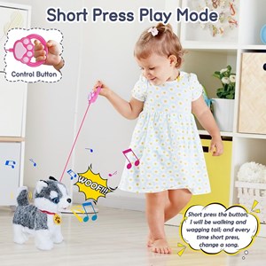 عروسک رباتیک هاپو پشمالو سخنگو و موزیکال با دسته ی کنترلی طوسی مدل Electric Singing Dog Toys 968_اسباب بازی