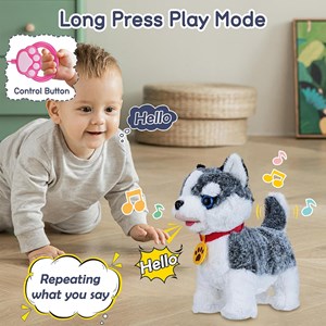 عروسک رباتیک هاپو پشمالو سخنگو و موزیکال با دسته ی کنترلی طوسی مدل Electric Singing Dog Toys 968_اسباب بازی