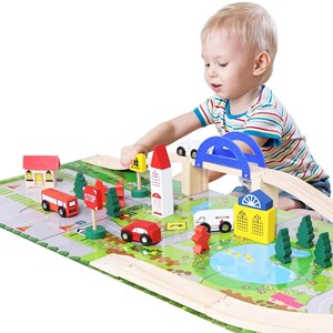 پازل شهر کوچک چوبی همراه با قطار و ریل، 40 قطعه مدل 861 Rail Overpass Wooden_اسباب بازی