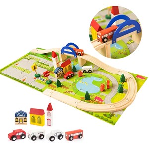 پازل شهر کوچک چوبی همراه با قطار و ریل، 40 قطعه مدل 861 Rail Overpass Wooden_اسباب بازی