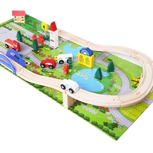پازل شهر کوچک چوبی همراه با قطار و ریل، 40 قطعه مدل 861 Rail Overpass Wooden_اسباب بازی