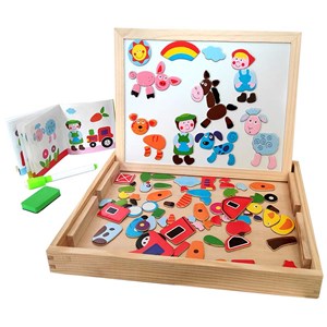 تخته سه کاره آهنربایی، وایت برد و تخته سیاه به همراه ماژیک و گچ رنگی طرح مزرعه شادی_اسباب بازی