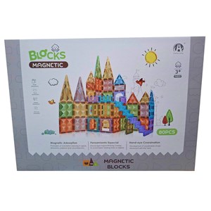 اسباب بازی ساختنی تایل مگنتی 80 قطعه مدل Magnetic Blocks_اسباب بازی