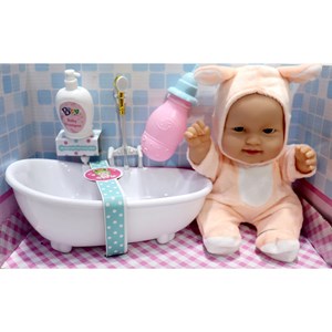 عروسک نوزاد موزیکال و جیشی بیبی لاو همراه با وان حمام پمپی BABY LOVE_اسباب بازی