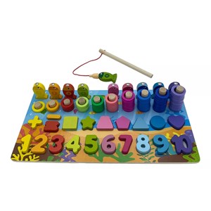 تخته آموزشی مونته سوری لگاریتمی چوبی به همراه ماهیگیری مدل 6 در 1_اسباب بازی