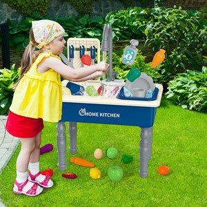 اسباب بازی سینک ظرفشویی پایه دار کودک 33 قطعه مدل Play Kitchen Sink Toys 1234_اسباب بازی