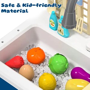 اسباب بازی سینک ظرفشویی پایه دار کودک 33 قطعه مدل Play Kitchen Sink Toys 1234_اسباب بازی