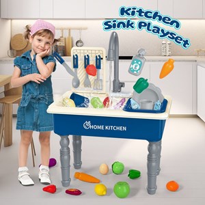اسباب بازی سینک ظرفشویی پایه دار کودک 33 قطعه مدل Play Kitchen Sink Toys 1234_اسباب بازی
