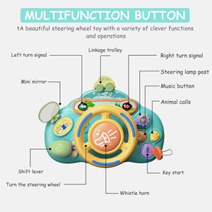اسباب‌ بازی فرمان ماشین موزیکال رنگ آبی مدل Music Steering Wheel Toy 201_اسباب بازی