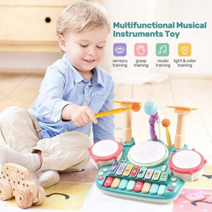 اسباب بازی درام و پیانو با میکروفن مدل Drum and Piano Toy