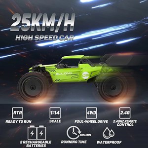 ماشین کنترلی آفرود سرعتی فلزی مقیاس 1:14 رنگ سبز مدل RC Racing Car 326_اسباب بازی