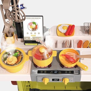 ست اسباب بازی آشپزخانه 88 تکه با بخار، سینک و صندوق فروش فست فود مدل Fast Food Shop 889_اسباب بازی