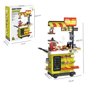 ست اسباب بازی آشپزخانه 88 تکه با بخار، سینک و صندوق فروش فست فود مدل Fast Food Shop 889_اسباب بازی