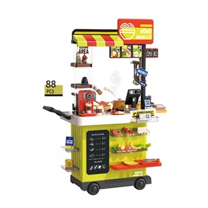 ست اسباب بازی آشپزخانه 88 تکه با بخار، سینک و صندوق فروش فست فود مدل Fast Food Shop 889_اسباب بازی
