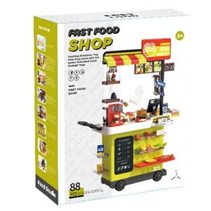 ست اسباب بازی آشپزخانه 88 تکه با بخار، سینک و صندوق فروش فست فود مدل Fast Food Shop 889_اسباب بازی