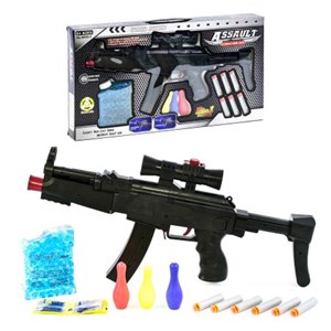 تفنگ اسباب بازی مسلسل تیر ژله ای و تیر اسفنجی مدل ASSAULT SUBMACHINE GUN کد AK45-3_اسباب بازی
