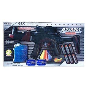 تفنگ اسباب بازی مسلسل تیر ژله ای و تیر اسفنجی مدل ASSAULT SUBMACHINE GUN کد AK45-3_اسباب بازی