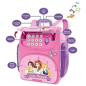 قلک مدل كوله پشتي رمزدار موزیکال طرح پرنسس School Bag Cash Box Musical_اسباب بازی