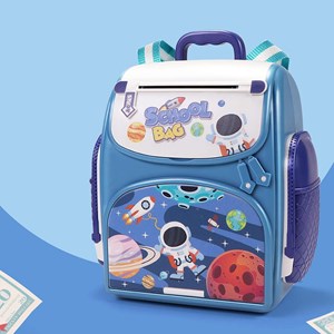 قلک مدل كوله پشتي رمزدار موزیکال طرح فضانورد School Bag Cash Box Musical_اسباب بازی