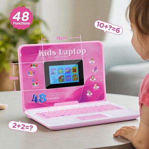 لپ تاپ آموزشی 48 کاره صورتی Kids' educational laptop_اسباب بازی