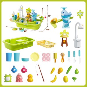 اسباب بازی سینک ظرفشویی و قلاب ماهیگیری 39 قطعه مدل 810 Vegetable Washing Basin_اسباب بازی