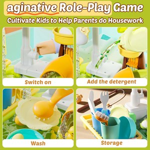 اسباب بازی سینک ظرفشویی و قلاب ماهیگیری 39 قطعه مدل 810 Vegetable Washing Basin_اسباب بازی