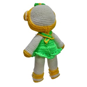 عروسک دست ساز بافتنی مدل خرس لباس سبز_اسباب بازی
