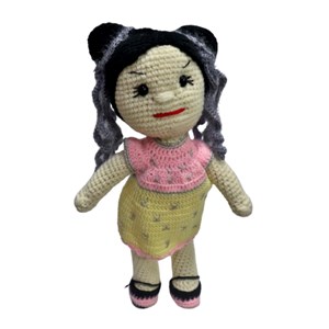 عروسک دست ساز بافتنی مدل دختر مو خرگوشی _اسباب بازی