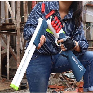 تفنگ اسباب بازی دولول پوکه پران تیر اسفنجی مدل Soft Bullet Toy Gun 2027_اسباب بازی