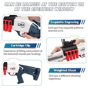 تفنگ اسباب بازی دولول پوکه پران تیر اسفنجی مدل Soft Bullet Toy Gun 2027_اسباب بازی